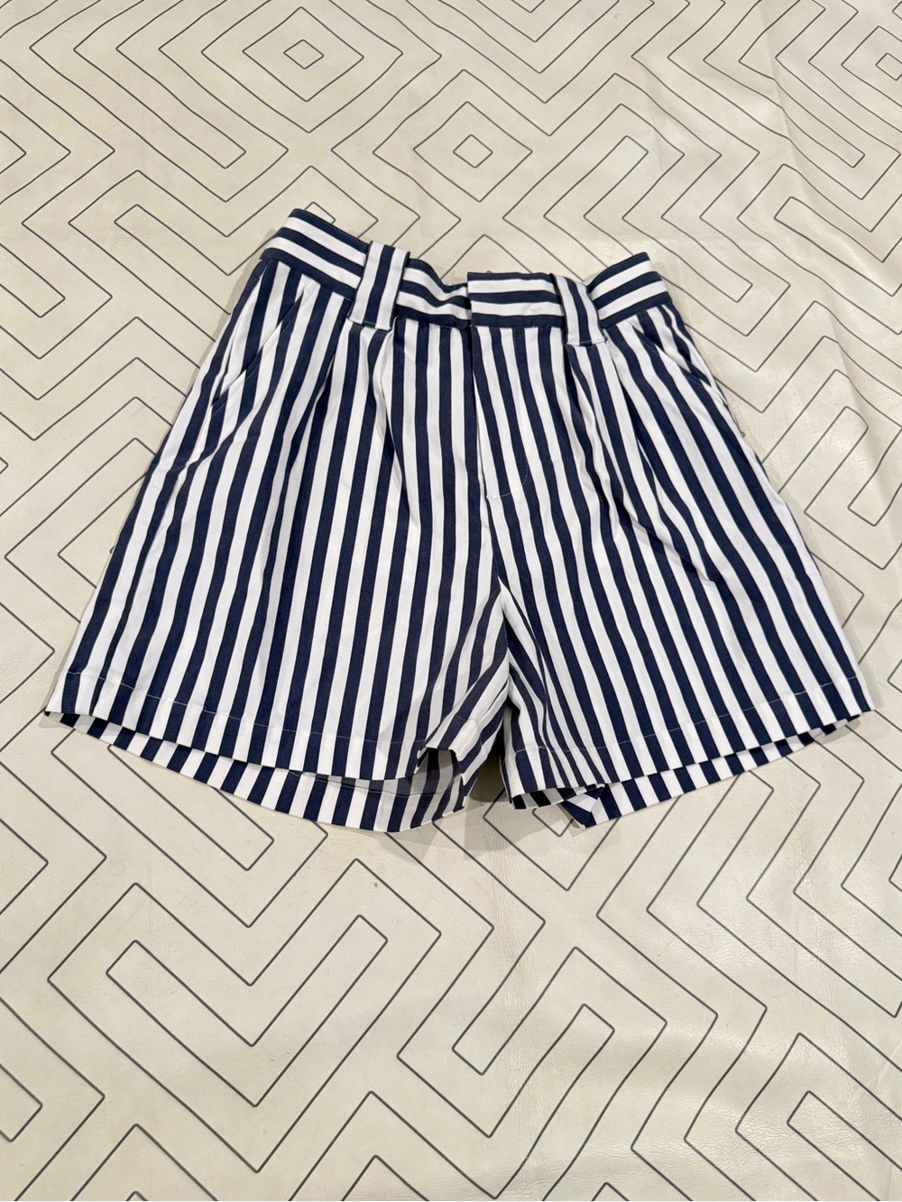 Tuckernuck Striped Navy and White High-Waist Shorts